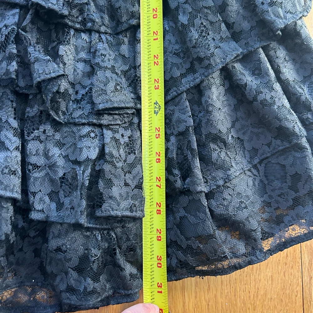 Vintage Chia Leather Corset Lace Tiered Ruffle Dress 90s Korea Rocker Punk Sz 12 - Picture 8 of 13